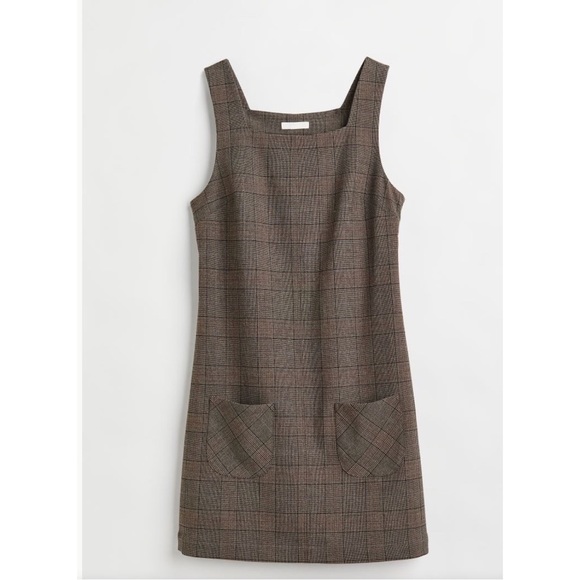 H&M Dresses & Skirts - H&M Sleeveless Dress in Dark Beige Plaid Pattern Size XL
